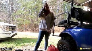 Lucky mechanic fucked busty blonde babe Bailey Brooke on the road
