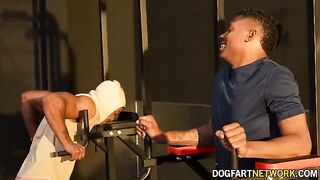 Kay Carter gets fucked by two black guys in the gym, embarrassing her husband