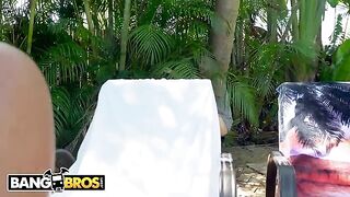 Julianna Vega shakes big tits and ass by the pool in oil