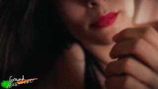 Stepmom with red lips fucks her stepson in POV style