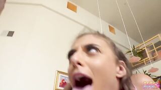 Brunette teen Gia Derza in intense FMM action