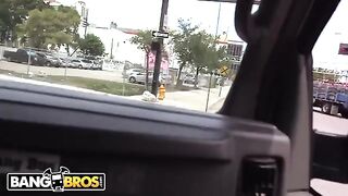Busty babes get banged by Peter Green on the Bang Bus for cash