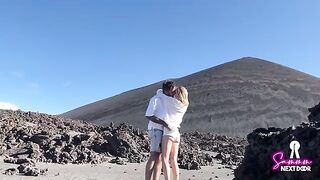 We hiked a volcano and he finished in my mouth