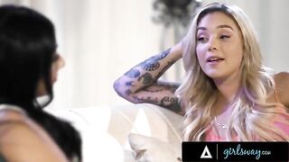 Violet Myers and Kali Roses do a soft 69 and passionate scissoring