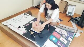 I taught my stepsister to do a blowjob and she got cum in her ass