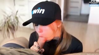 Today you deserve a blowjob, and this hot blonde babe agrees