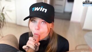 Today you deserve a blowjob, and this hot blonde babe agrees