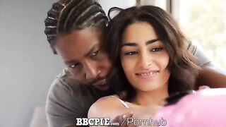 Petite brunette Vanessa Moon gets her wet pussy filled with BBC cum