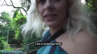 Blonde cougar with natural tits gets banged outdoors in the park by agent
