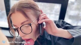 A girl was fucked by her friend while talking on the phone with her husband