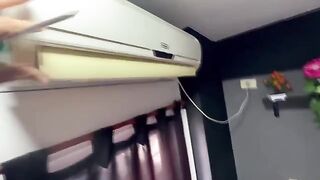 A woman has no money to pay for the AC repair man