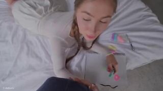 Stepsister makes her very first blowjob video