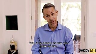 The girl seduces her boyfriend’s dad, tired of his ego