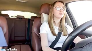 The man did not expect that the girl would behave so boldly during the driving lessons