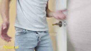 Hot stepmom caught her stepson spying, let him get close
