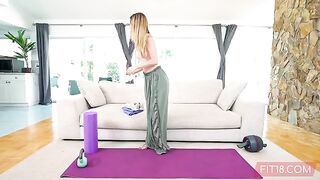 Skinny and flexible teen Molly Little gets creampied in POV by Fit18