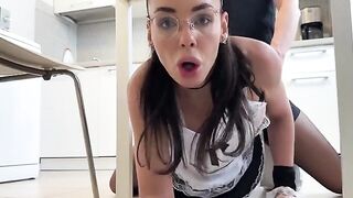 The girl is checking if the house is tidy, no andere