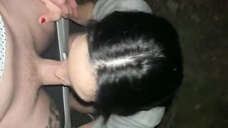 Babe fucks with strangers in public outdoors POV scene
