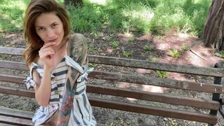 I caressed my pussy in the panties in the park and came in the car