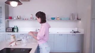 I’m cooking and stripping at a friend’s house. It’s just us