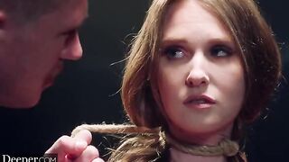 Ashley Lane caught in anal bondage on deeper platform