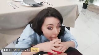 Whitney Wright, a naughty girl, fucks under the table in a steamy Brazzers scene