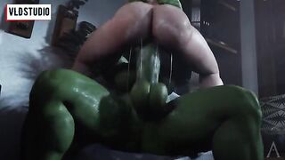 Futanari version of Marvel Heroes getting it on in 3D style