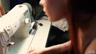Stop sewing, let's enjoy some intimate fun with a redhead girl