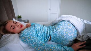 My pervert step mom woke me up with her pussy in pajamas