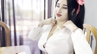 A girl with big tits is trying to pass the math lesson in a hard way