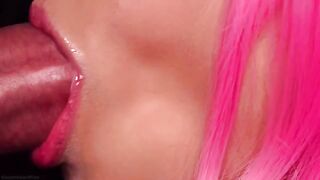The best milk blowjob with a sensual twist and pink hair in 4K