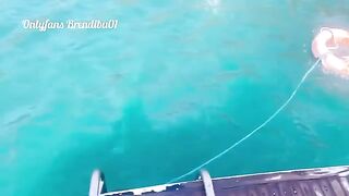 A sensual sex session on a yacht in public waters, featuring the stunning Big Ass Latina