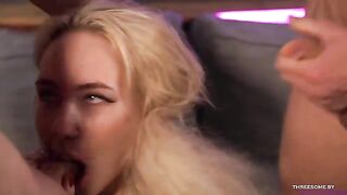 Two guys with huge cocks fucked two girls in an intense threesome
