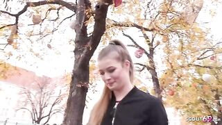 Public casting with petite teen Olivia Sparkle from Prague for a big network