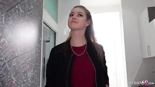 Public casting with petite teen Olivia Sparkle from Prague for a big network