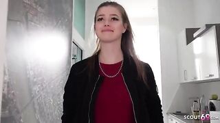 Public casting with petite teen Olivia Sparkle from Prague for a big network