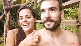 A man and his girlfriend have fun outdoors like a passionate couple on Lustery
