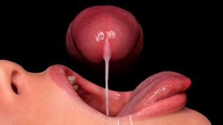 Close up blowjob with the best sloppy mouth for cum and ASMR action