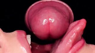 Close up blowjob with the best sloppy mouth for cum and ASMR action