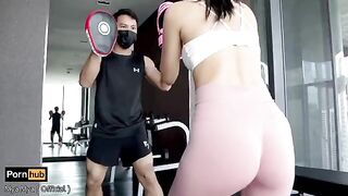 Mya Mya’s big ass shakes while she teaches Myanmar boxing