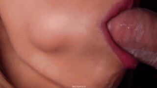 Horny babe broke the condom and got all the cum in her mouth! ASMR sucking dick 4K