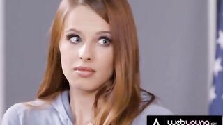 The detective sent the sexy redhead to check Jillian Janson’s pussy in a steamy classroom scene