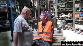 Climate activist gets fucked by old man in a hardcore scene