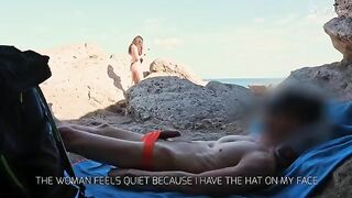Beach handjob sex with an exhibitionist slut