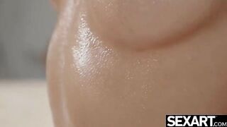 Beautiful girl gets a sensual massage from her black lover