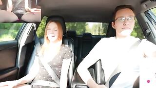 The guy gave the girl a sexual surprise while driving in public