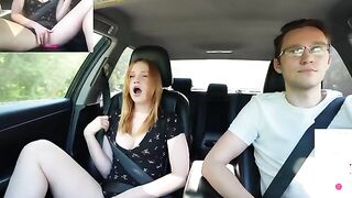 The guy gave the girl a sexual surprise while driving in public