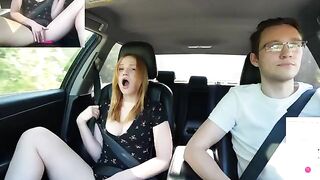 The guy gave the girl a sexual surprise while driving in public