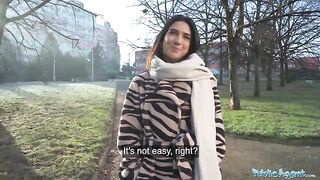Public pick-up with a gorgeous brunette biology student