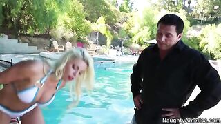 My wife's hot friend Britney Amber is a real pro in sucking cock
